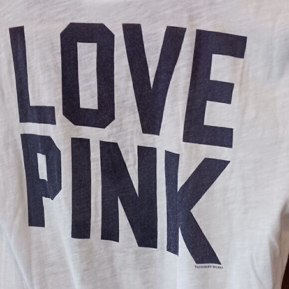 Pink Victoria Secret V Neck Tee Shirt Patriotic XSMALL - Picture 5 of 6